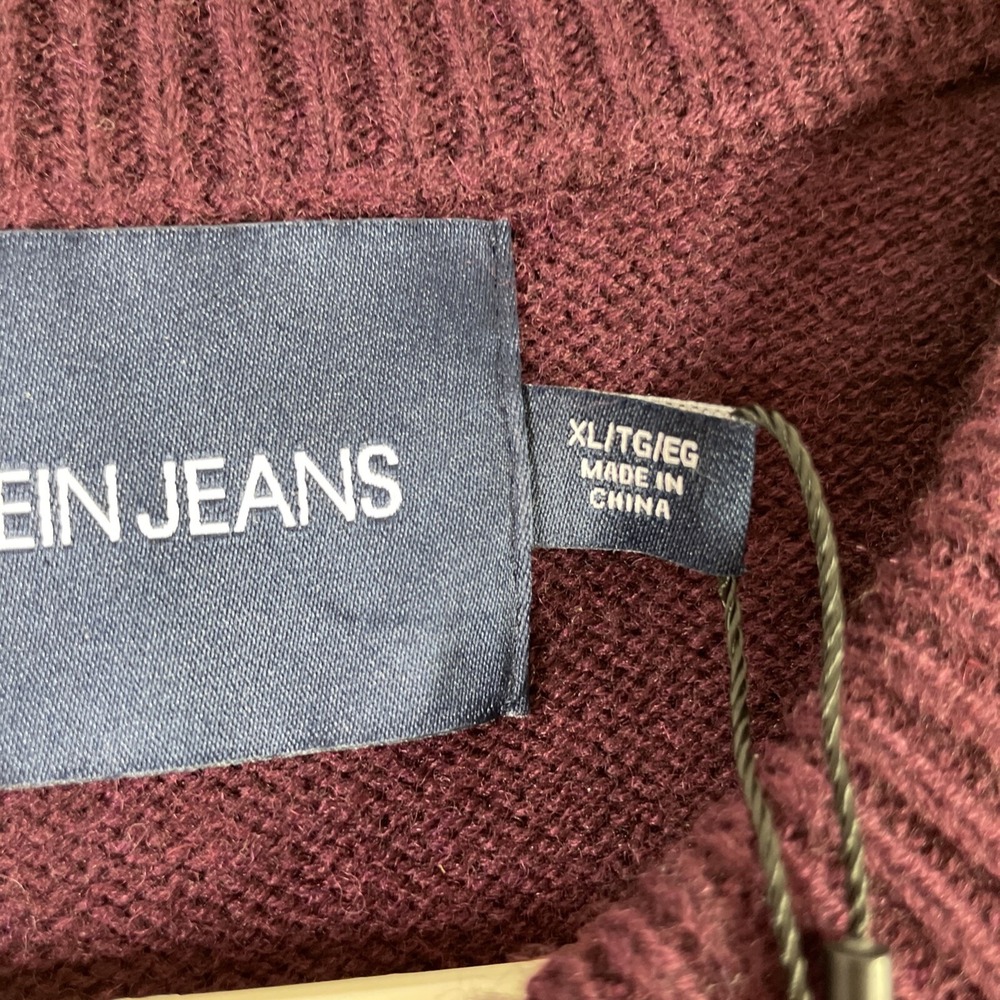 Calvin Klein Jeans Sweater Adult XL Pullover Crewneck 50% Wool Long Sleeve Men - Picture 7 of 14